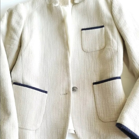 Banana Republic Womens Size 0 Tweed Blazer Beige - Picture 1 of 8